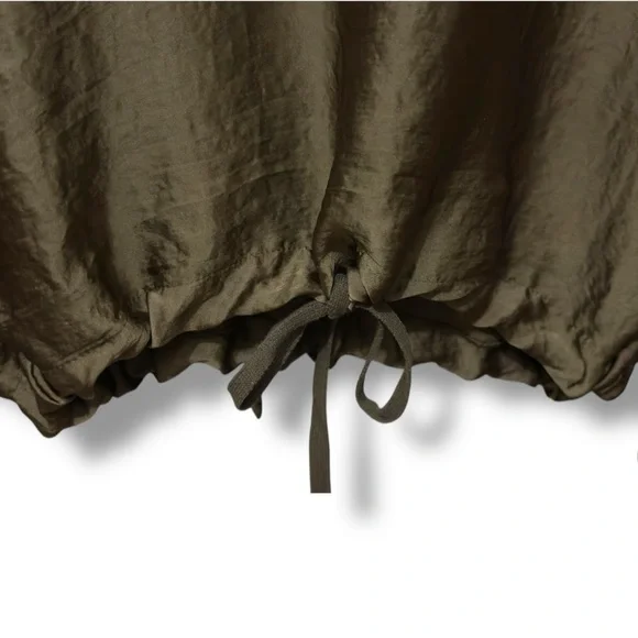 Zara | NWOT Morocco Olive Drawstring Hem Long Sleeve Top (size S) - Picture 5 of 10